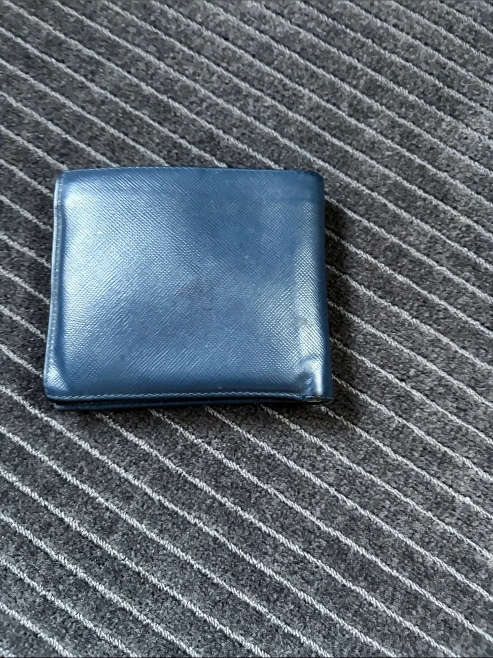 Prada Men's Leather Bi-Fold Wallet - Blue